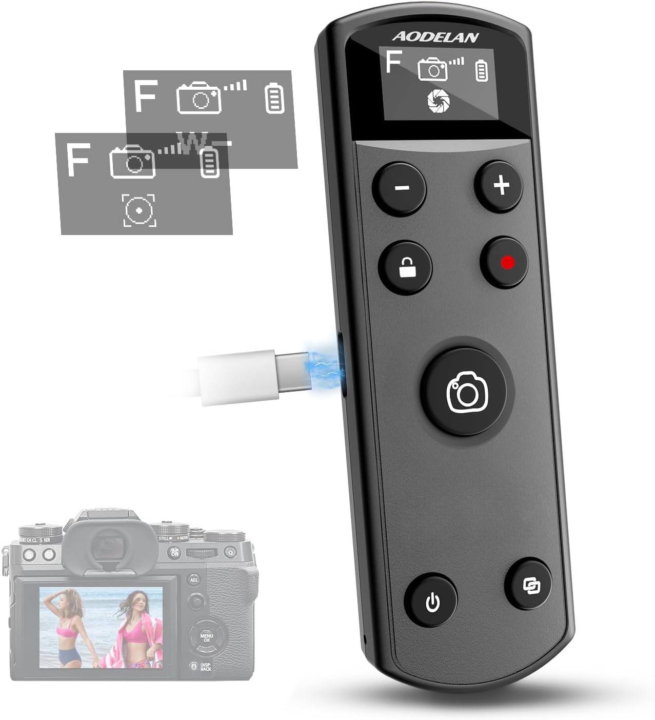 Fujifilm Camera X100Vi - Télécommande noire Rechargeable USB-C avec écran