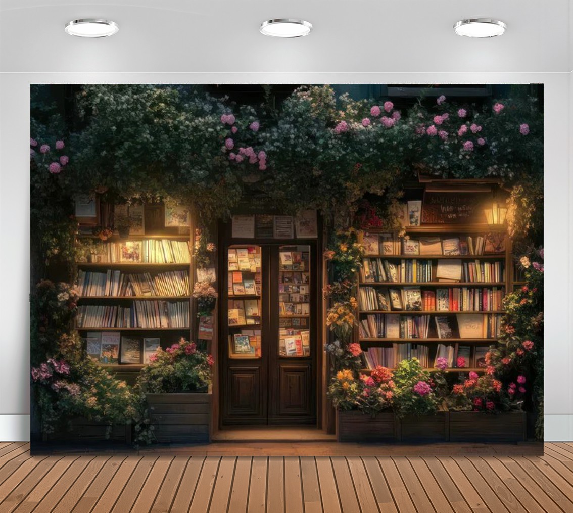 Lighting In Photography Book - Décor floral pour librairie nocturne printanière,