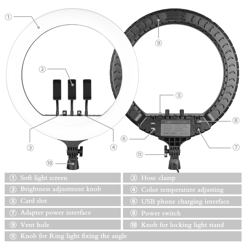 Anneau lumineux LED SH 18 pouc - Photography Lighting With Umbrella avis et prix