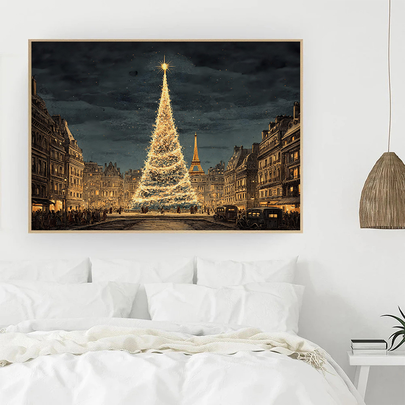 Affiche d'arbre de noël enneig - Photography Lighting Wall avis et prix