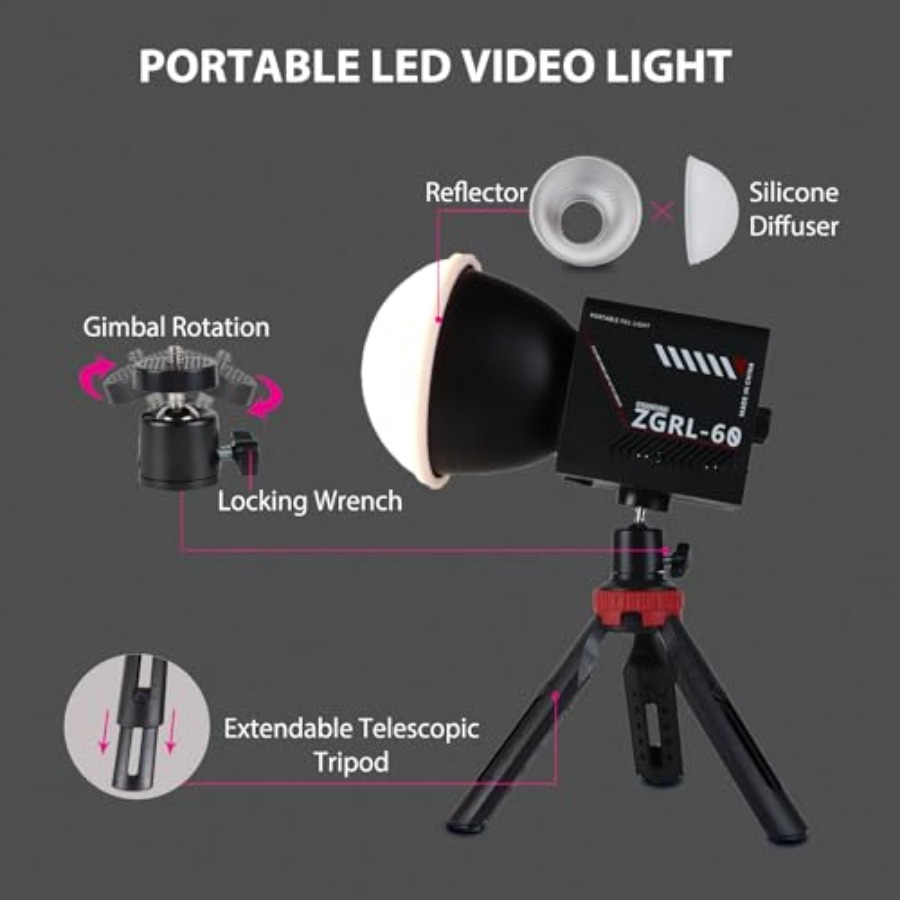 Lampe vidéo LED COB 60W portab - Photography Lighting Spotlight avis et prix